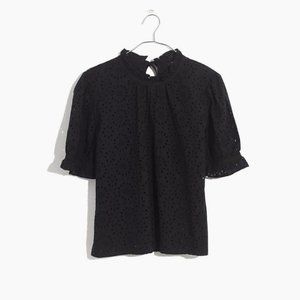 NWT Madewell Embroidered Eyelet Ruffle-Neck Top